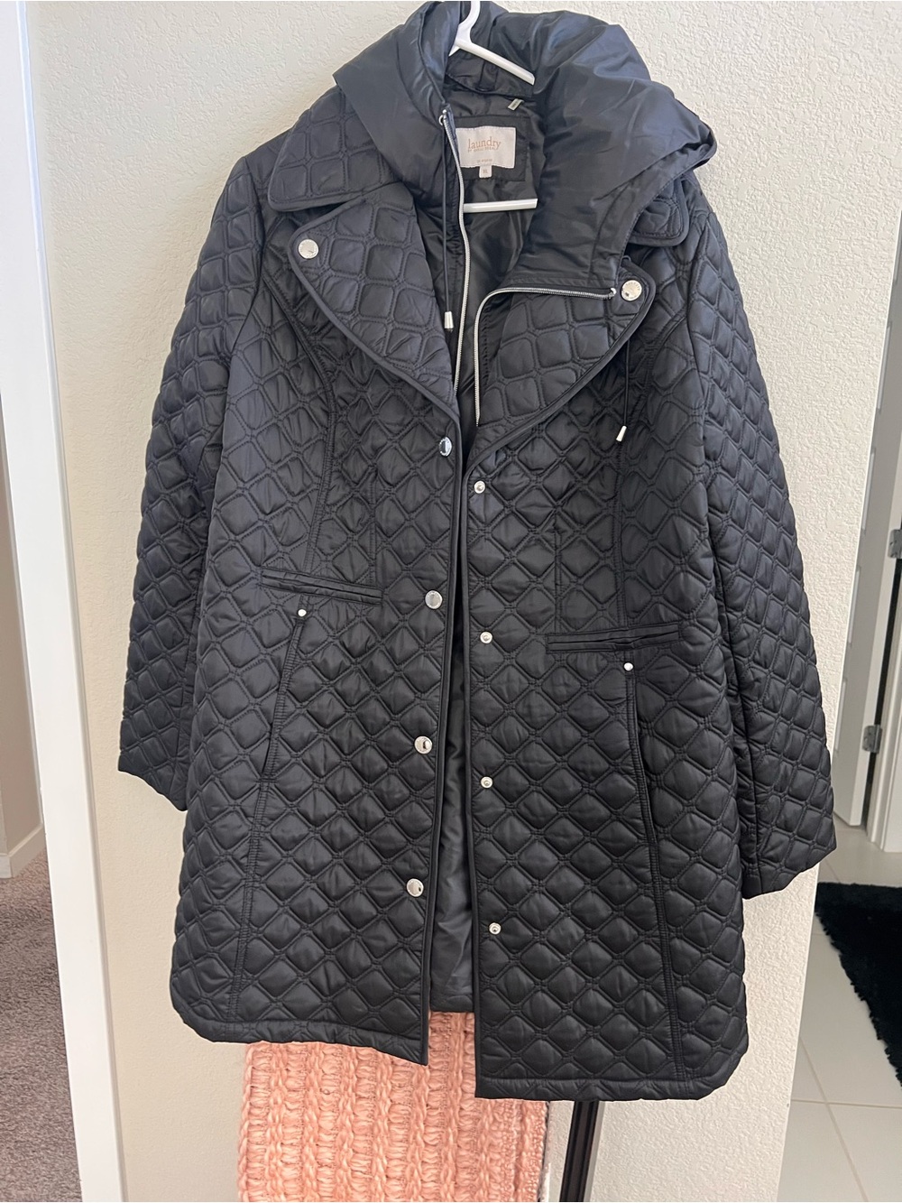Laundry By Shelli Segal Black Quilted Puffer Coat with Hood